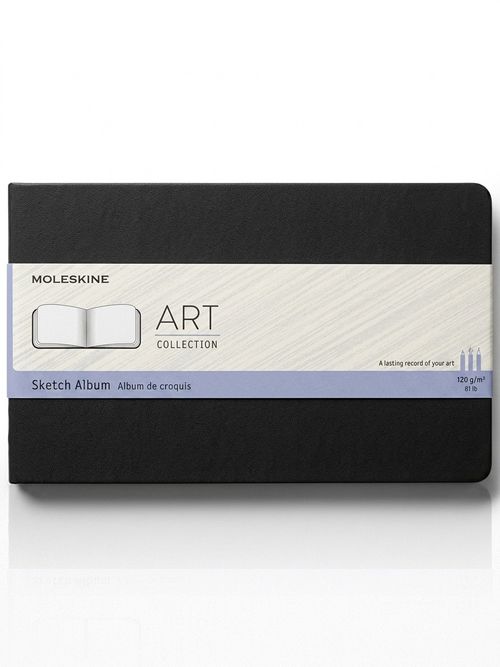 Art Sketch Album, Hard Cover, Large (5" X 8.25") Plain/blank, Black, 88 Pages