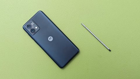 Moto G Stylus 5G (2023) on a green surface