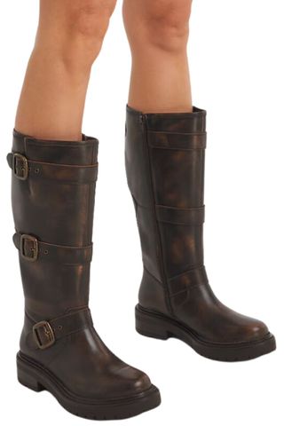 Botas moteras resistentes de cuero Lyra de Simply Be