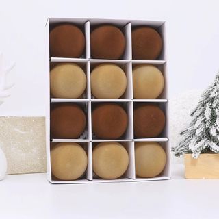 Staron Brown Velvet Christmas Ornaments, 12pcs Large Christmas Ornaments for Tree Christmas Balls Ornaments Xmas Christmas Tree Decorations 60mm/2.36