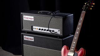 A Friedman amplifier, with a Gibson guitar stood next to it