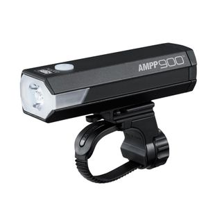 An black bike light on a white background