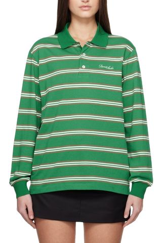 Green Multi Stripe Collared Polo