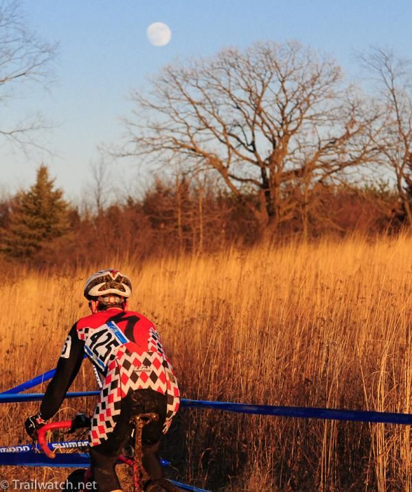 Tom Burke (Midwest Cycling) racing as the sun goes down