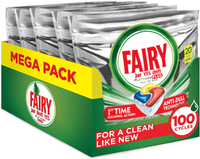 Shop Fairy Platinum Plus Dishwasher Tablets Bulk, Lemon, 100 Tablets, Best Tough Food Cleaning That Leaves Your Dishes Shiny Clean Like New from Amazon