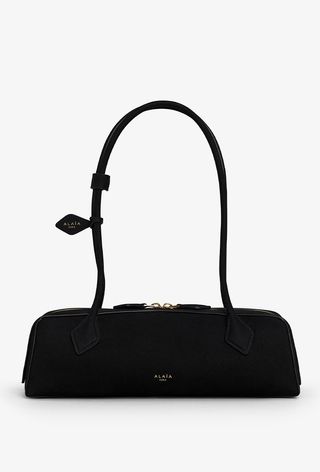 Alaïa Black/gold Le Teckel Medium Bag in Nubuk Calfskin