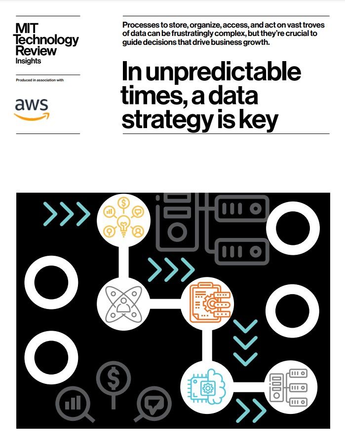 Black whitepaper cover with process guide graphic connecting an idea, mind map, tablet, cloud and server images with arrows