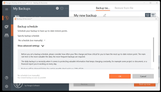 Scheduling a backup in Paragon Backup and Recovery