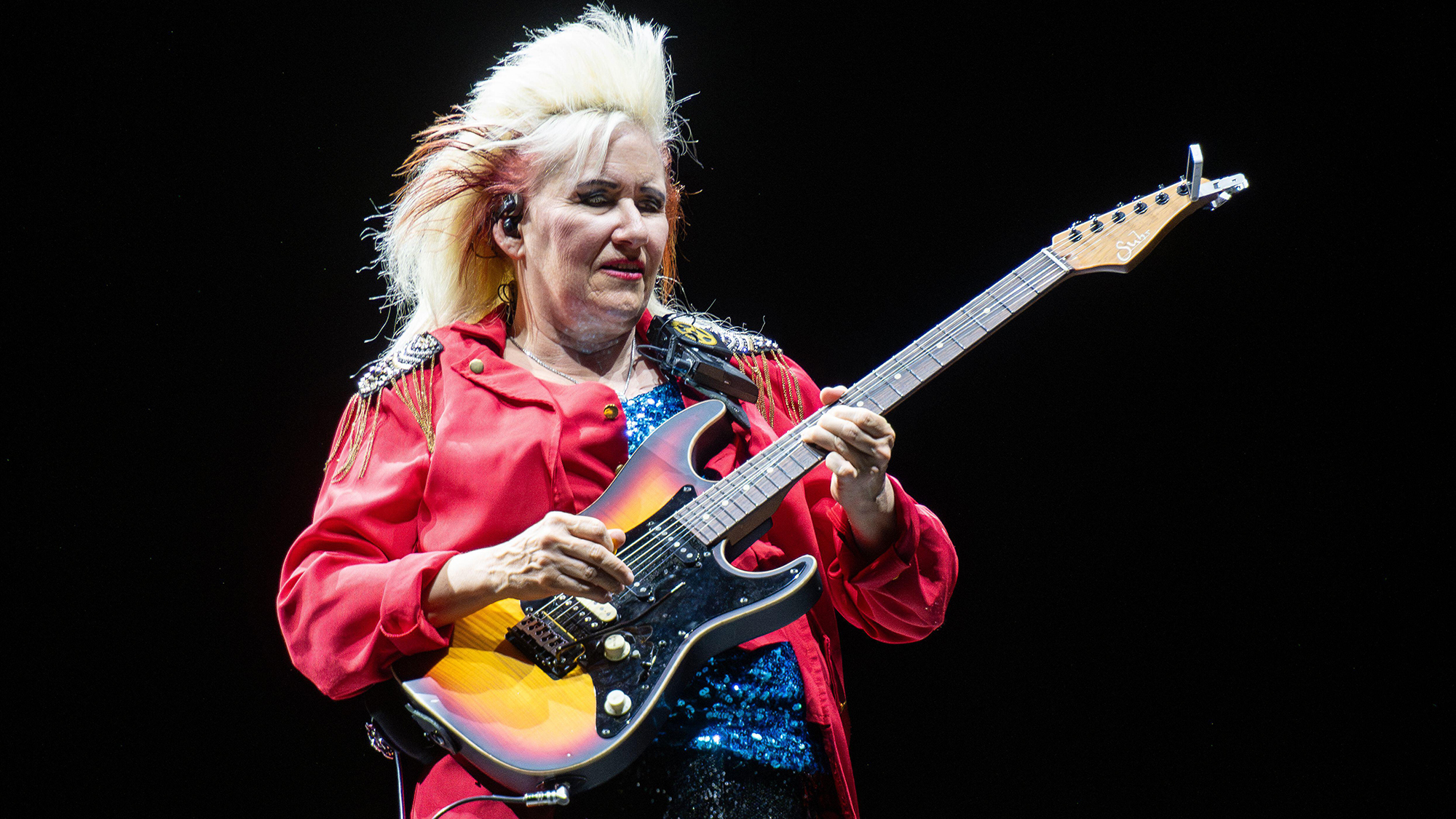Michael Jackson's guitarist Jennifer Batten performs with Michael The Show at the Teatro Arcimboldi in Milan, Italy, June 09, 2025