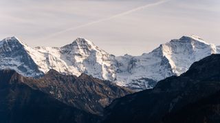 The famous Eiger in the Alps covered in snow