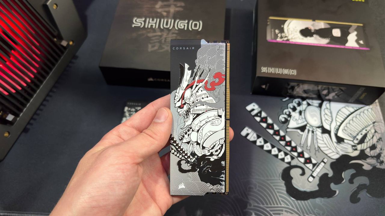 Close ups of Corsair's limited edition light up Shugo RAM modules.