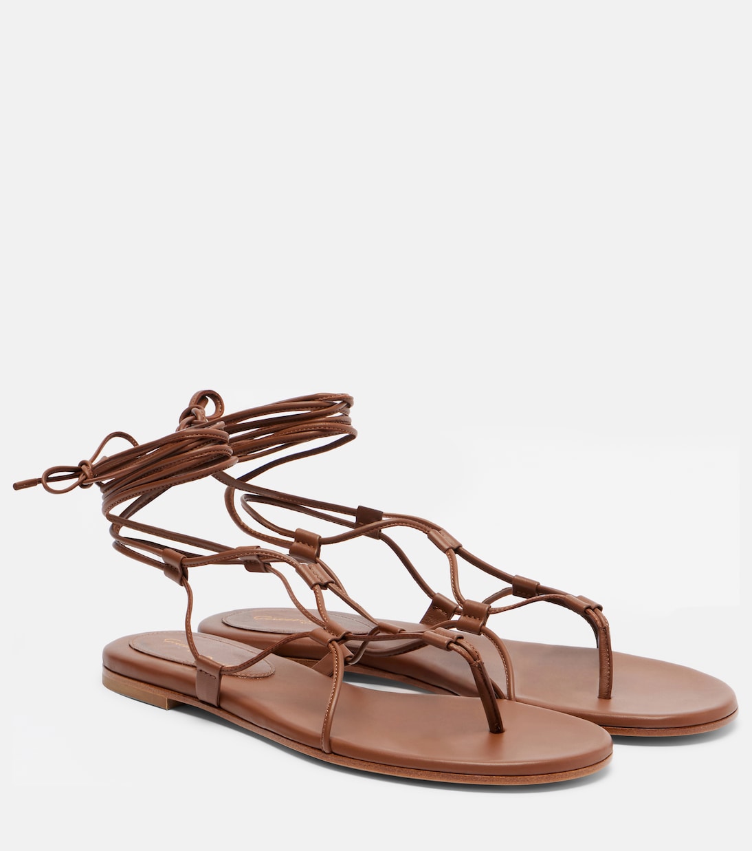 Leather Gladiator Sandals in Brown - Gianvito Rossi