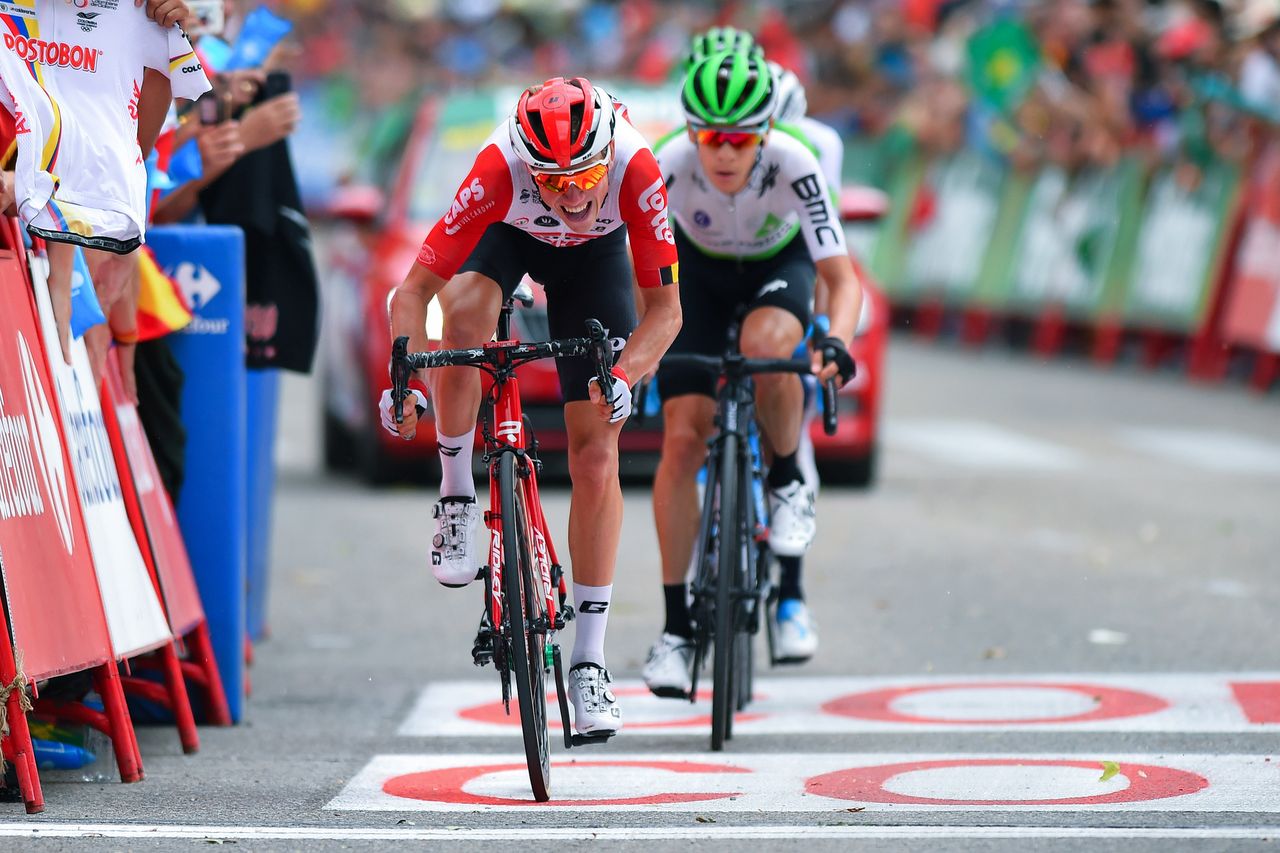 Carl Frederik Hagen (Lotto Soudal) leads the Quintana-Pogačar group home