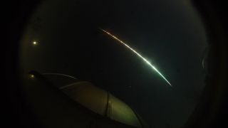 A "fisheye" telescope photo of the fireabll meteor