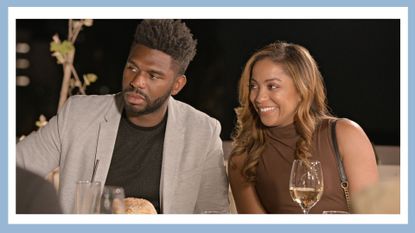Brett and Tiffany on Love Is Blind season 4, with a blue border around the image