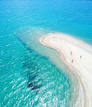 beach and blue sea from above