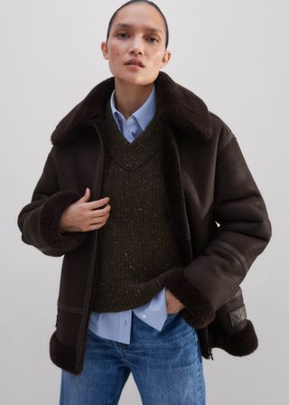 Forever Shearling-Fliegerjacke