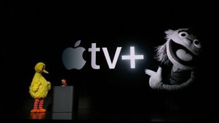 Big Bird and Cody at the Apple Keynote (Image credit: TechRadar)