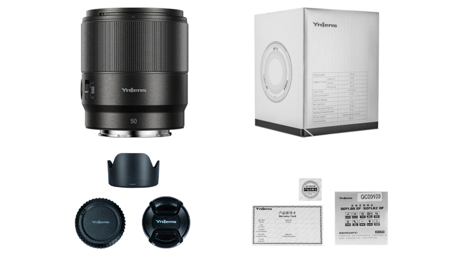 Yongnuo FE 50mm f/1.8 product image on a white background
