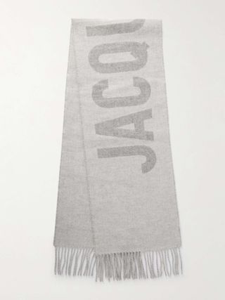 Fringed Jacquard-Knit Wool Scarf