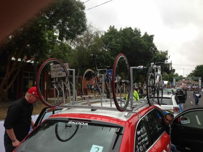 Drapac will have a few more spares attached to the top of the car for the elite men's road race