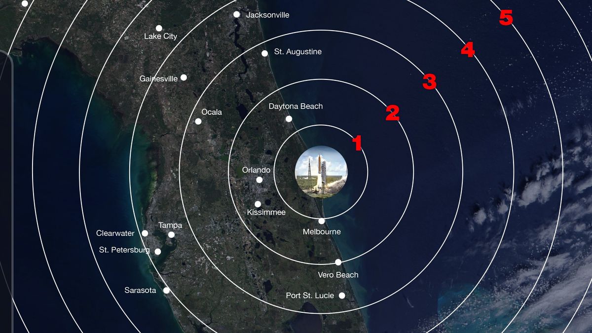 Start měsíční rakety Artemis 1 osvětlí pobřeží Floridy (mapa)