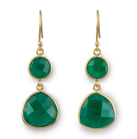 Green Onyx Gemstone Earrings in Gold Plated Sterling Silver - Triangular £45.00 | Milina London