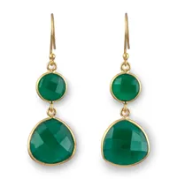 Green Onyx Gemstone Earrings in Gold Plated Sterling Silver - Triangular £45.00 | Milina London