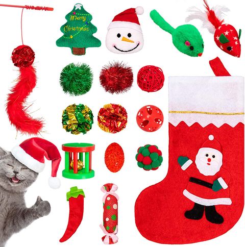 Eighty Catnip Toys for Cats Christmas Cat Catnip Toys 3pcs Soft Plush Cat Toys Christmas Cat Entertaining Toys Set for Cat Kitten Cleaning Training Playing Chewing