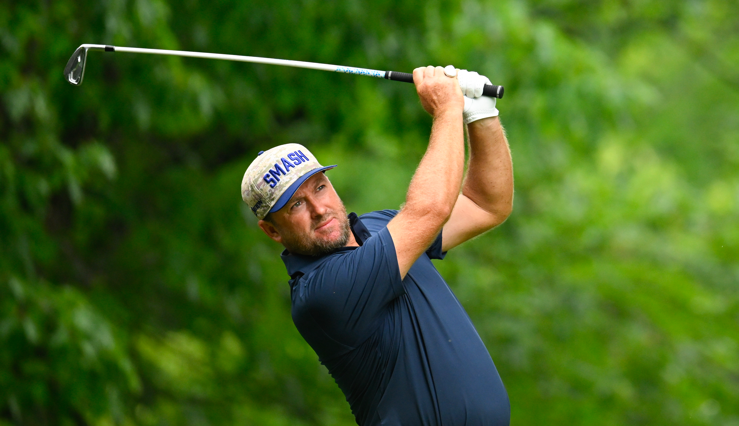 Graeme McDowell hits an iron shot