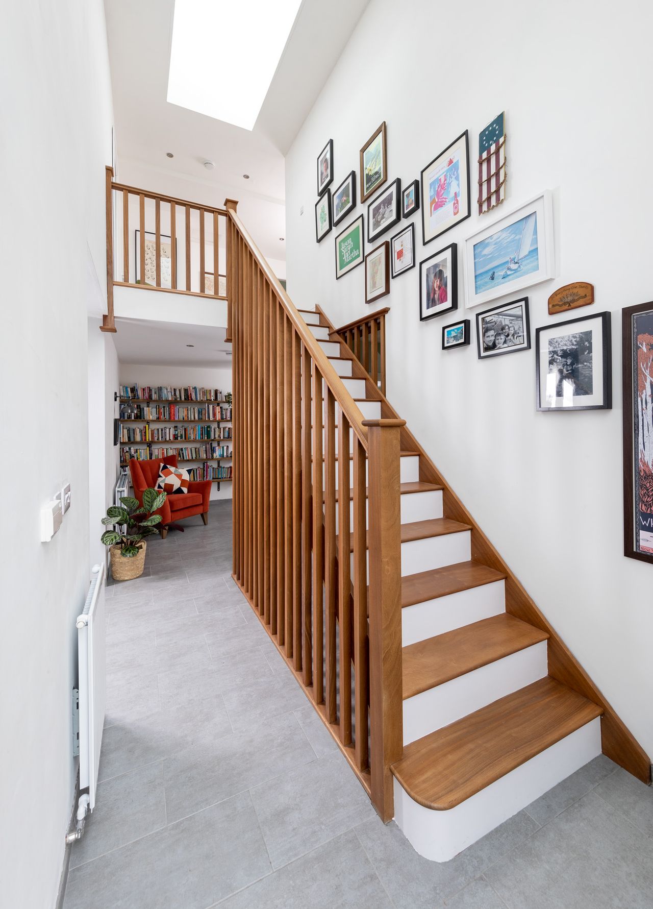 The new tower to the front of the house enabled the staircase to be moved and open up the first floor, creating a much more generous landing.
