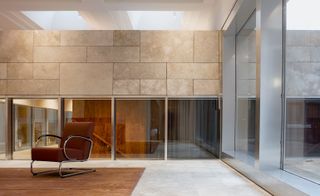 Interior materials Israeli limestone and American oak, with highly polished anodised aluminium