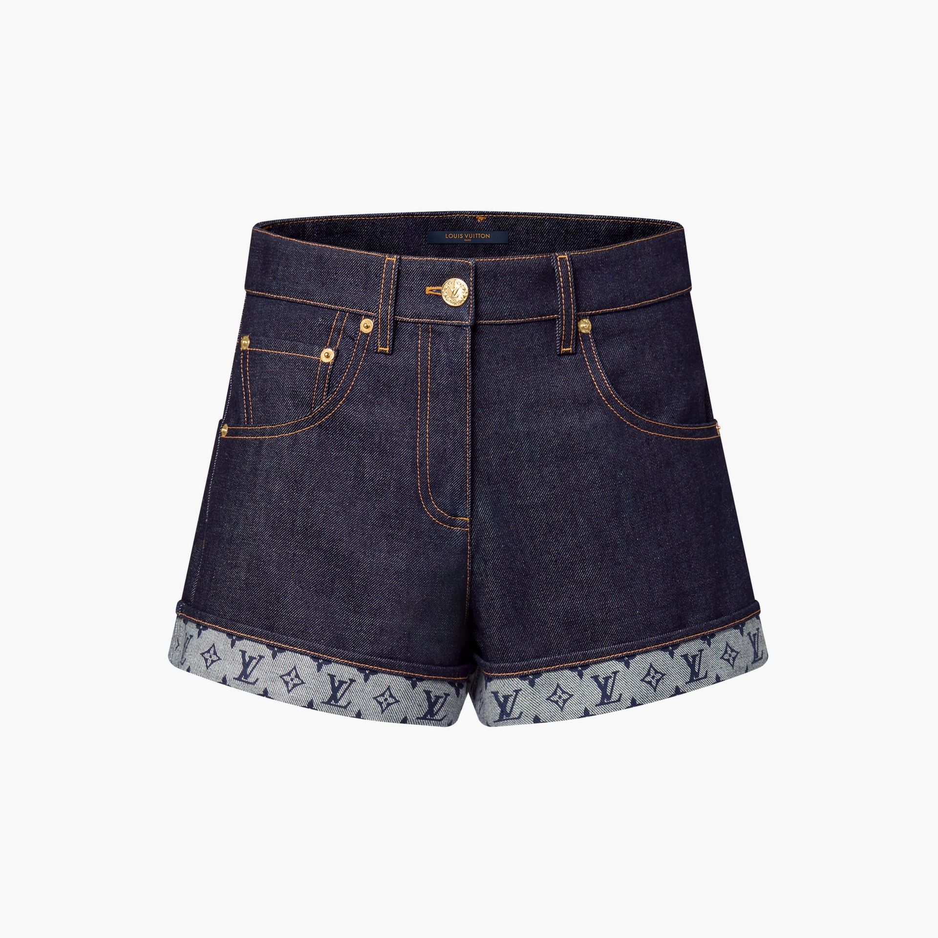 Cuffed Hem Denim Mini Shorts