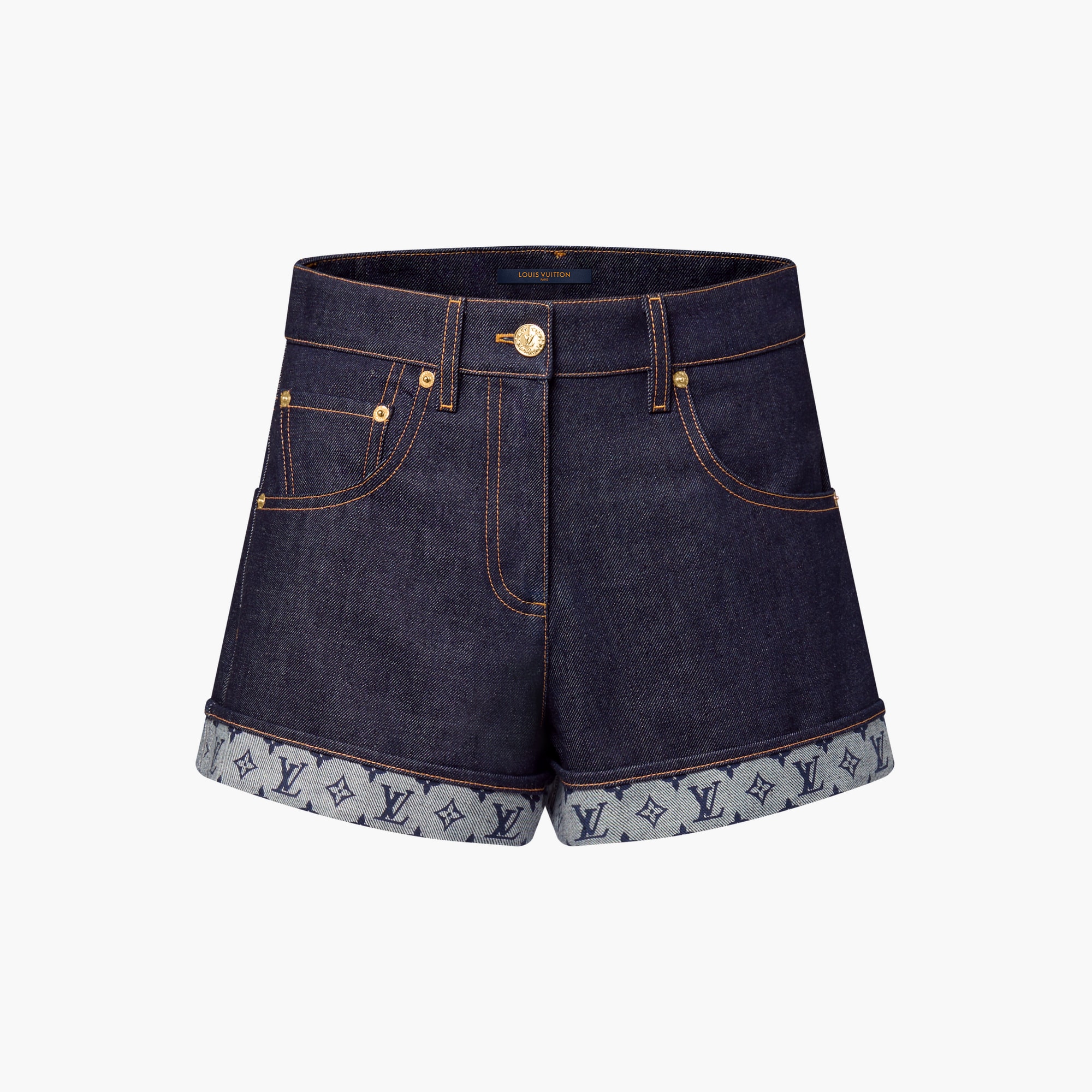 Cuffed Hem Denim Mini Shorts