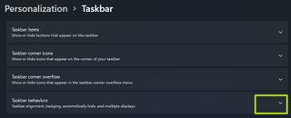 Expand taskbar settings