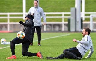 England manager Gareth Southgate takes part in training