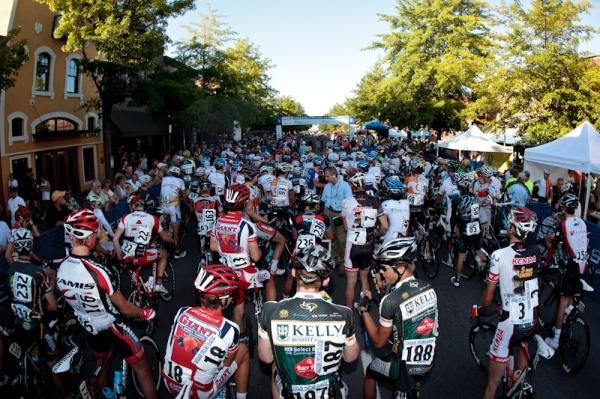 The men wait to get to the start line.