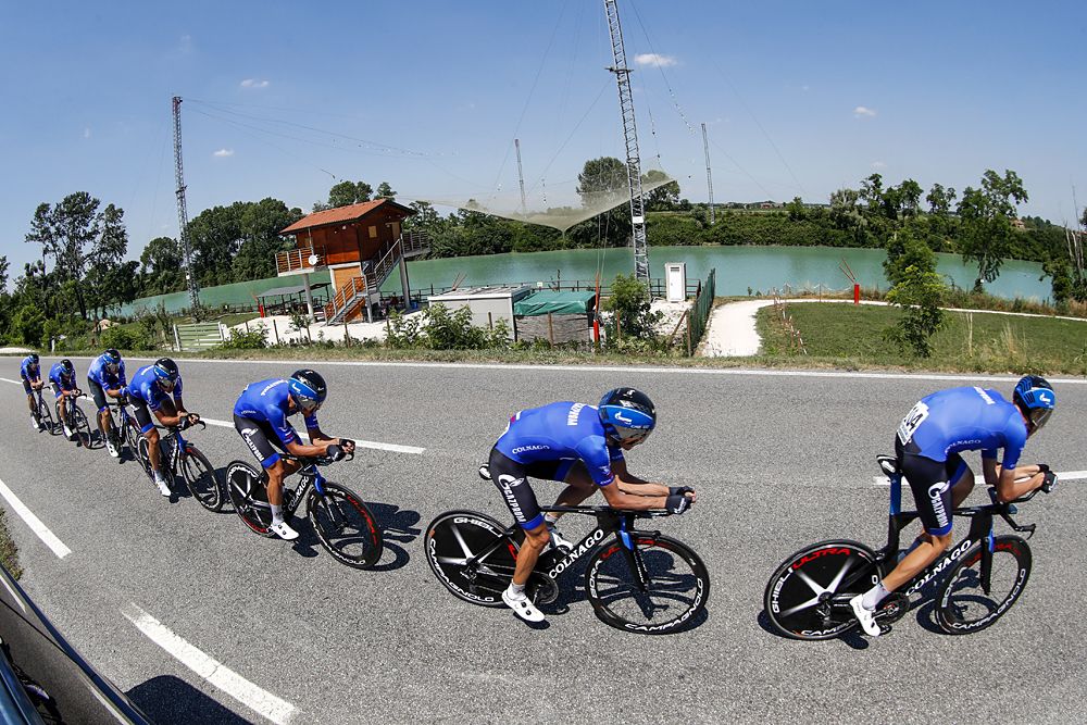 Gazprom-Rusvelo at the opening team time trial at Adriatica Ionica Race
