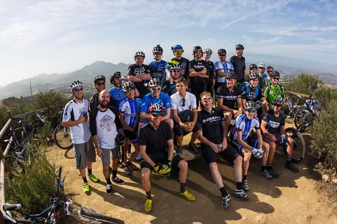 The group shot of attending media and Giant Factory Team Riders