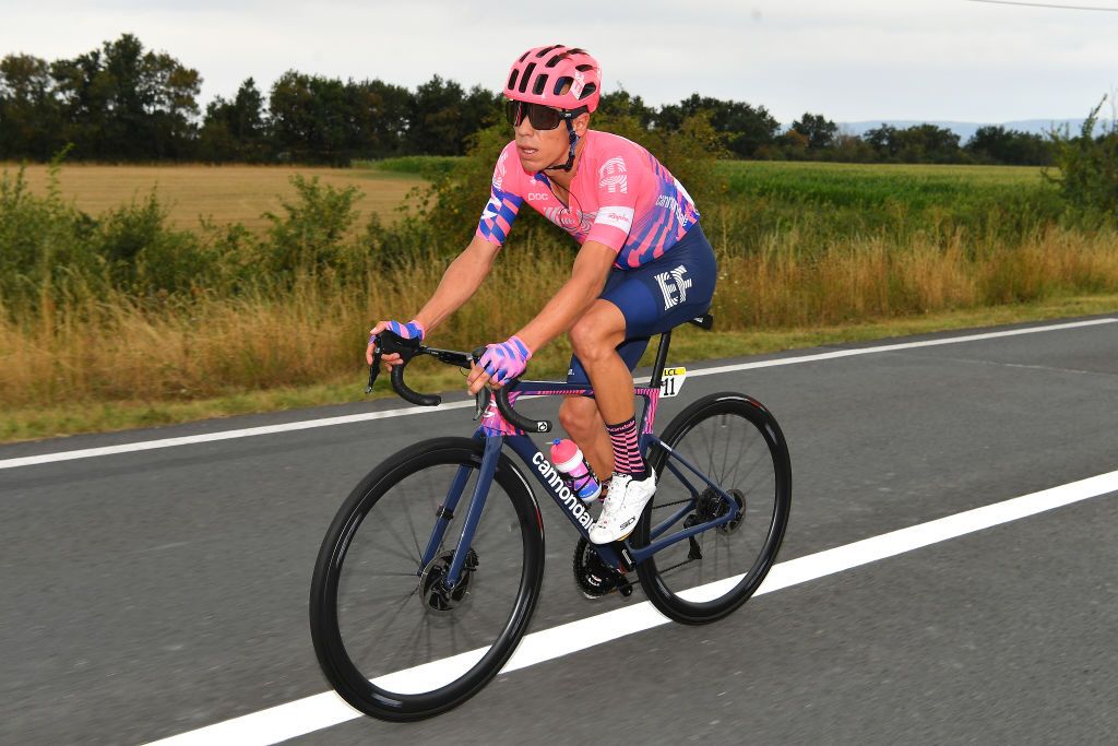 SAINT CHRISTO EN JAREZ FRANCE AUGUST 12 Rigoberto Uran Uran of Colombia and Team EF Education First during the 72nd Criterium du Dauphine 2020 Stage 1 a 2185km stage from Clermont Ferrand to Saint Christo en Jarez 752m dauphine Dauphin on August 12 2020 in Saint Christo en Jarez France Photo by Justin SetterfieldGetty Images