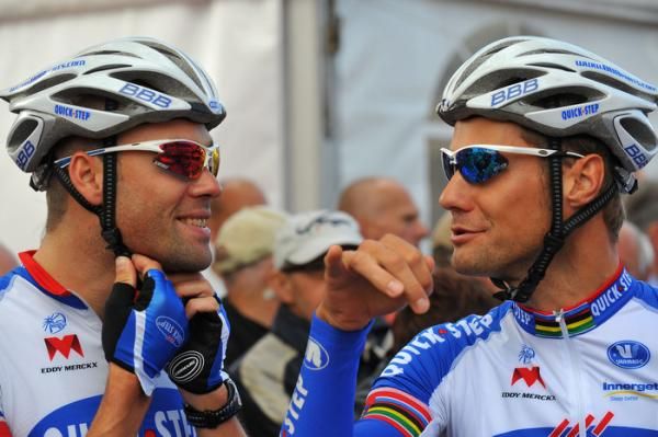 Kevin Van Impe and Tom Boonen at the start of stage 1