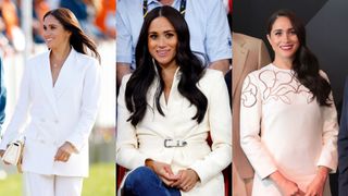Meghan Markle wearing white and cream at the Invictus Games