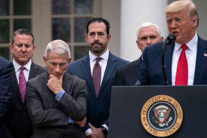 Trump in the Rose Garden in March