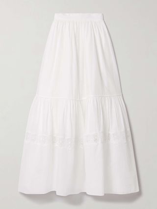 Chant Crochet-Trimmed Cotton-Voile Maxi Skirt