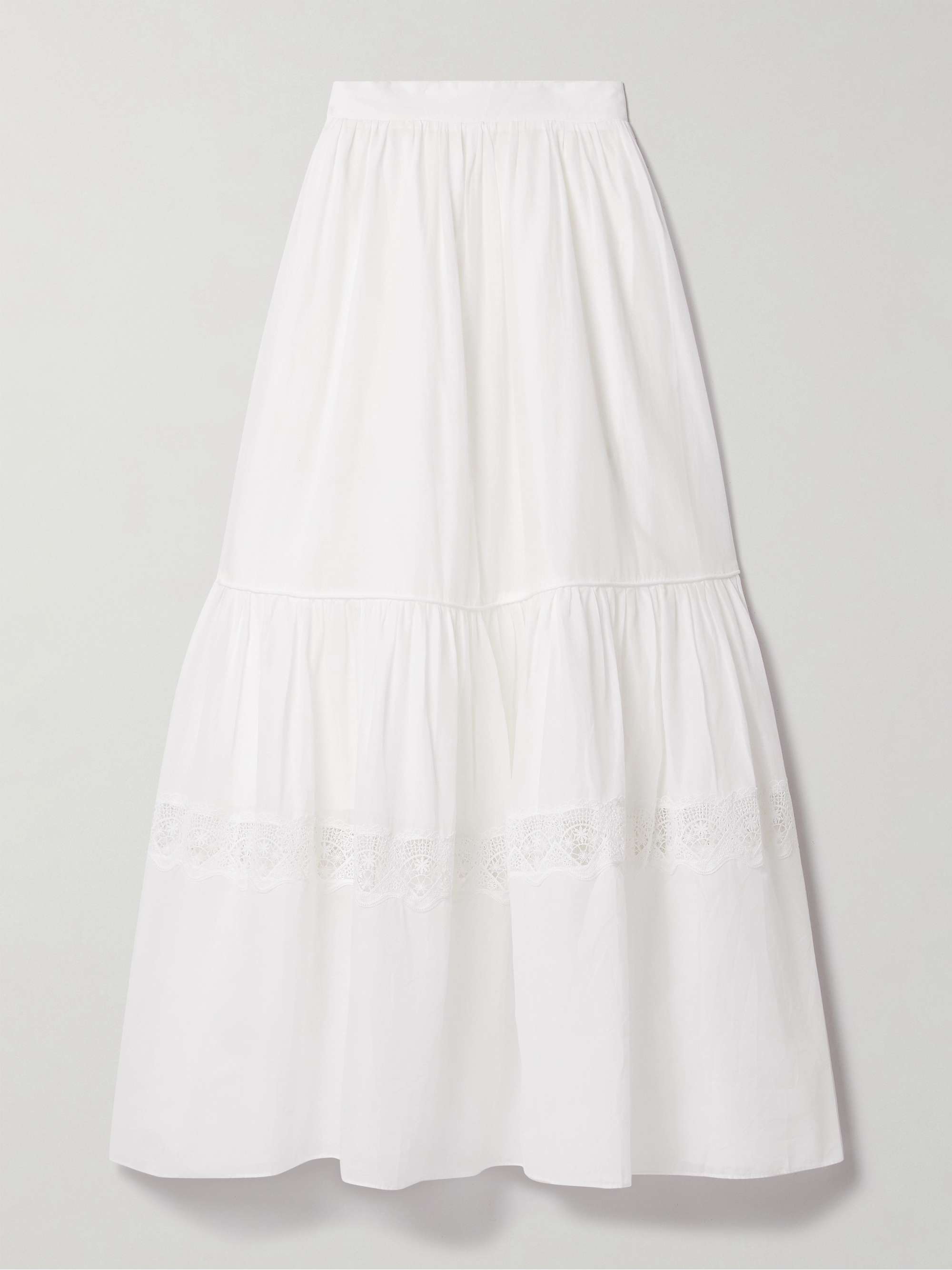 Chant Crochet-Trimmed Cotton-Voile Maxi Skirt