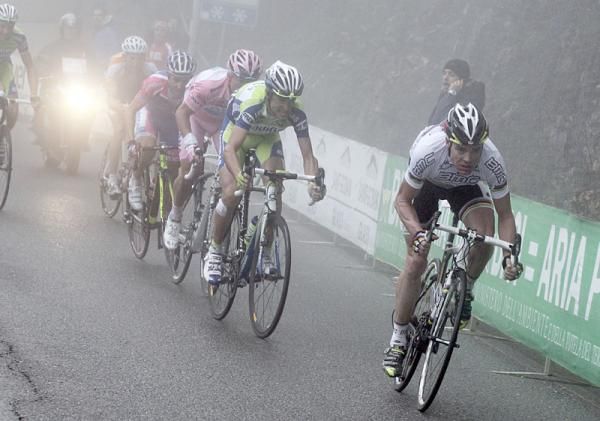 Cadel Evans (BMC) pushes the pace during stage 8, one day after winning stage 7.