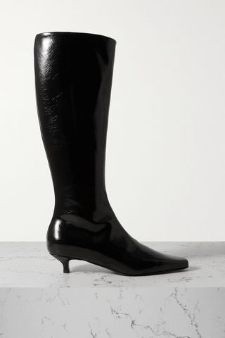 + NET SUSTAIN The Slim crinkled patent-leather knee boots