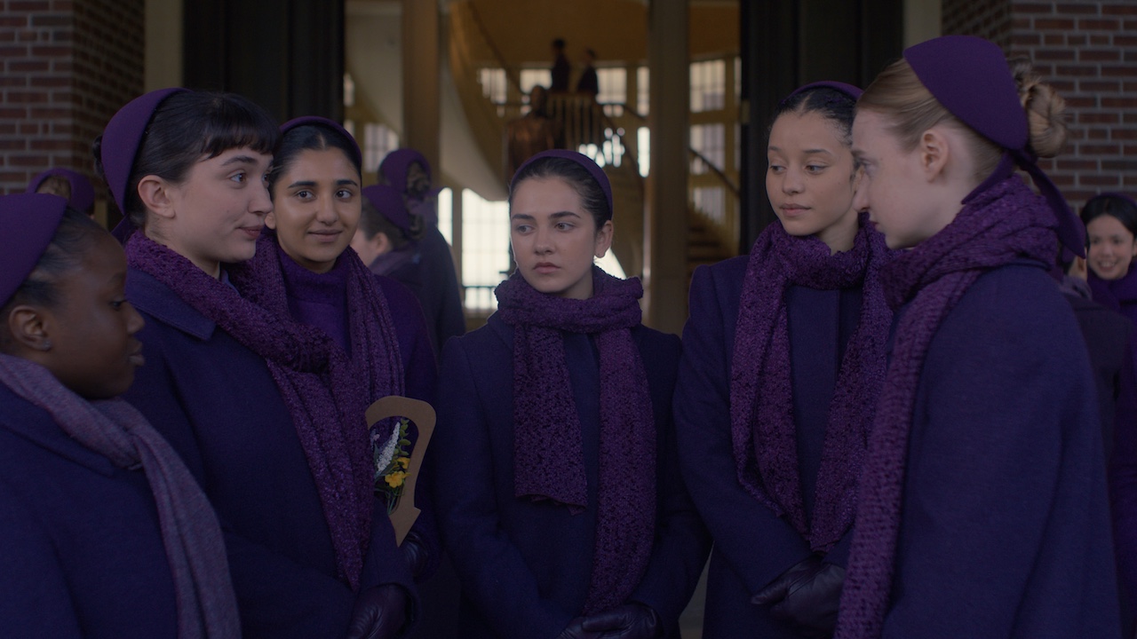 A group of girls in Gilead assembled in The Testaments