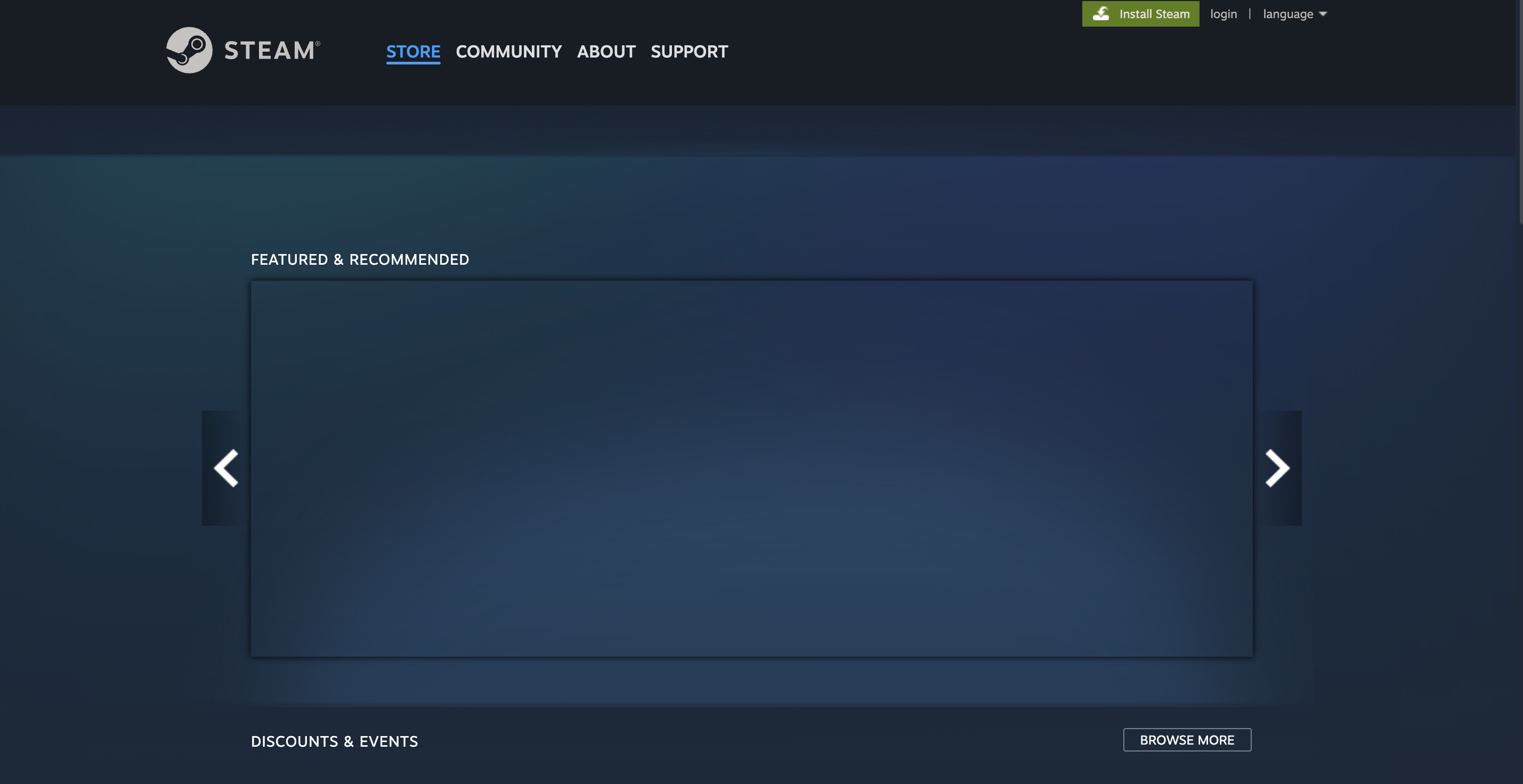 Steam main webpage 1:30PM ET
