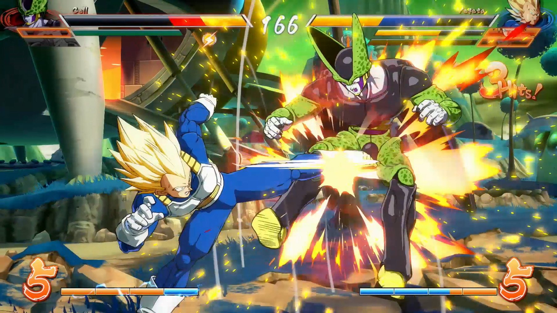 Dragon Ball FighterZ E3 video capture Vegeta vs Cell.